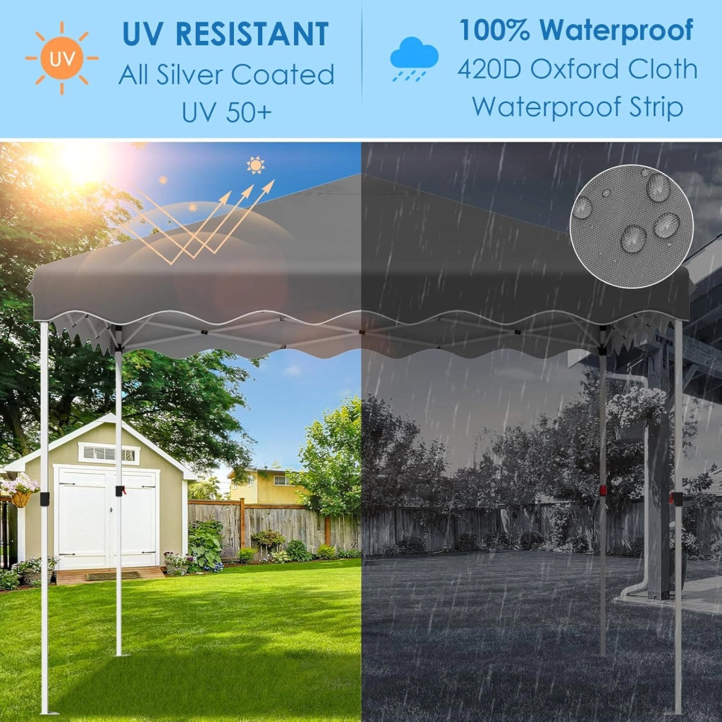 Gazebo 3x3, Tenda de Giardino, Gazebi Pieghevole con Oxford 420D, Pergola Impermeabile, Fête Tente Regolabile in Altezza, Protezione UV 50+, per Spiaggia, Cortile, Giardino, Grigio Scuro