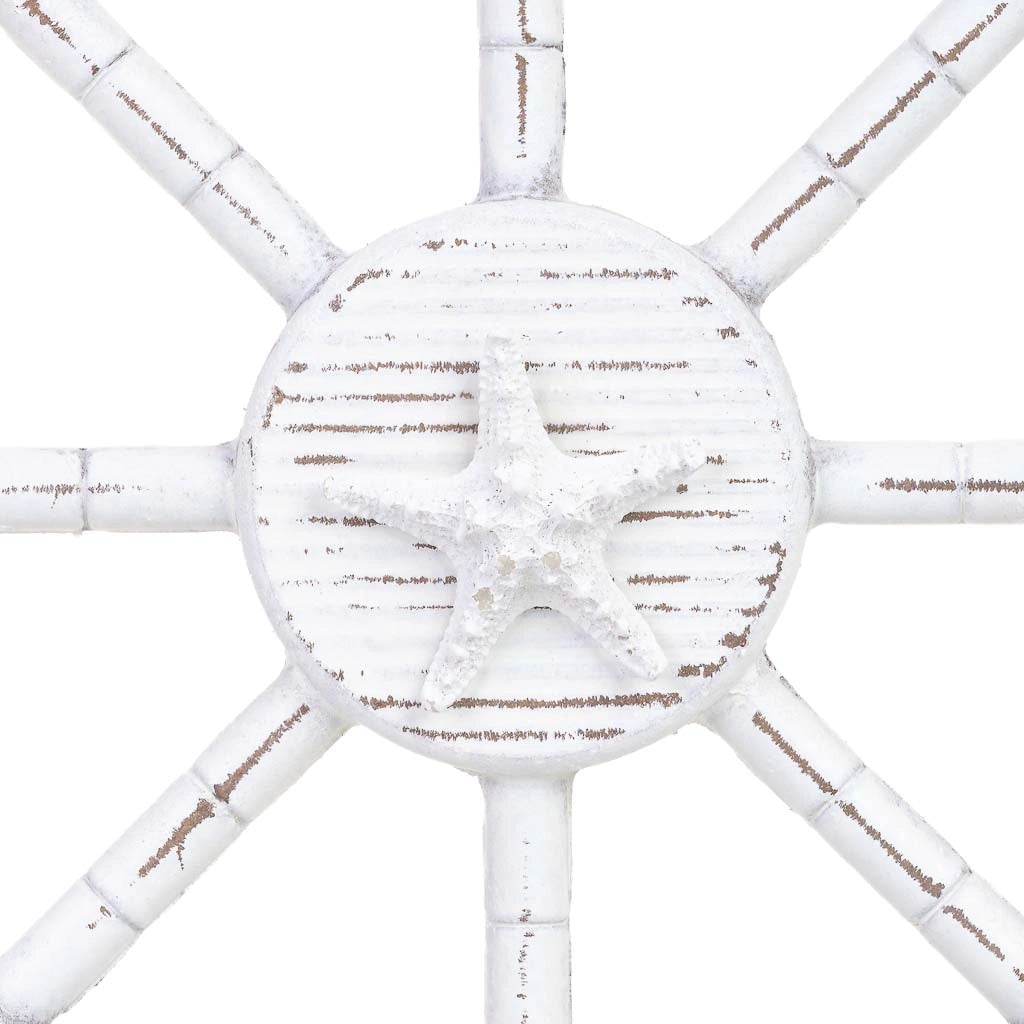 Decorazione timone in legno bianco 45x3x45h cm