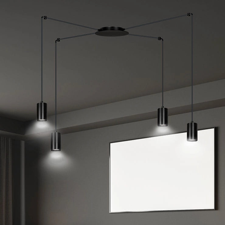 Lampadario Emibig Traker nero 4xGU10 regolabile 300cm