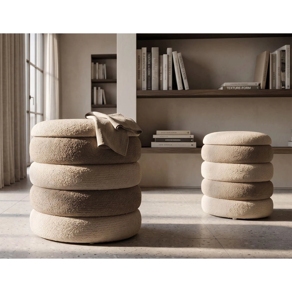 Set 2 Pouf Contenitore Stile Nordico