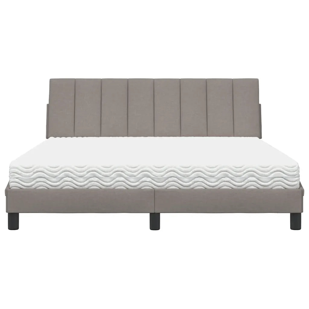Letto con Materasso Hanko Tortora 160x200 cm in Tessuto 3310542