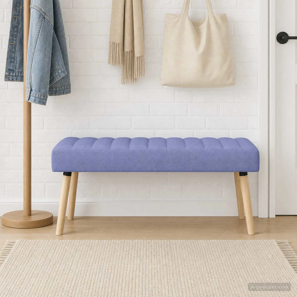 Panchina trapuntata a canale Blu jeans 110 x 40 x 46 cm Tessuto 42038500
