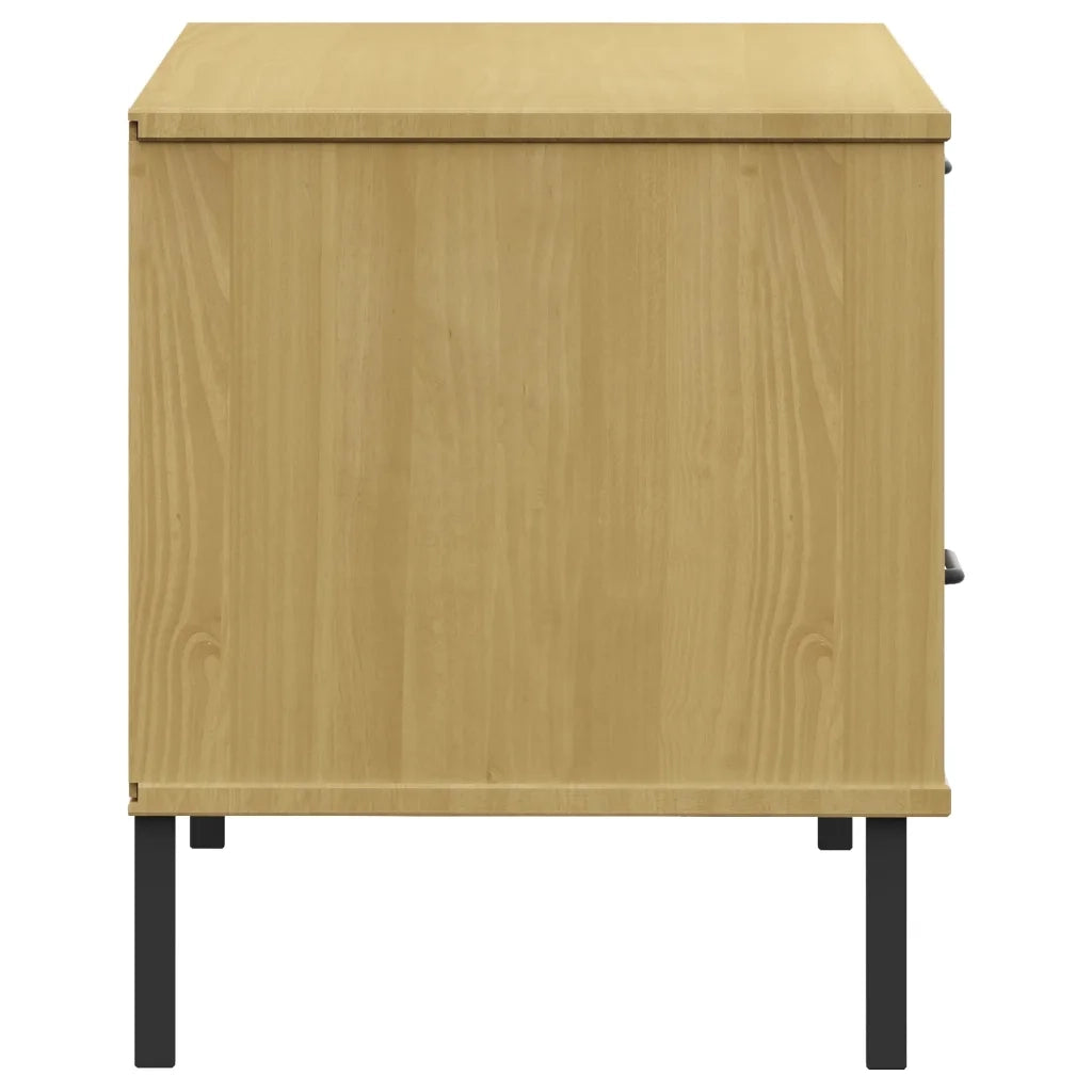Mobile TV | Armadietto TV | Mobile Porta TV con Gambe Metallo Marrone Legno Massello di Pino OSLO