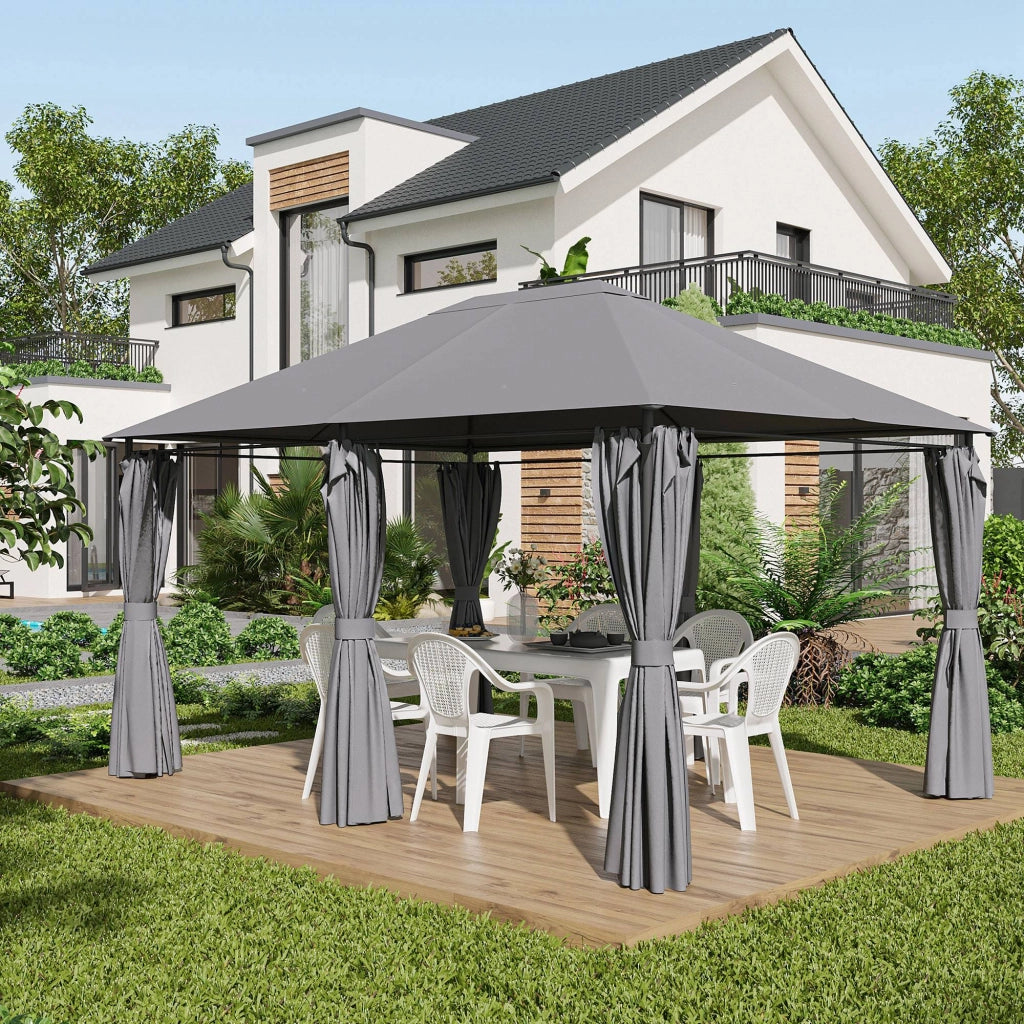 Gazebo da giardino ¨C zephmum ¨C 4x3x2.72 m grigio