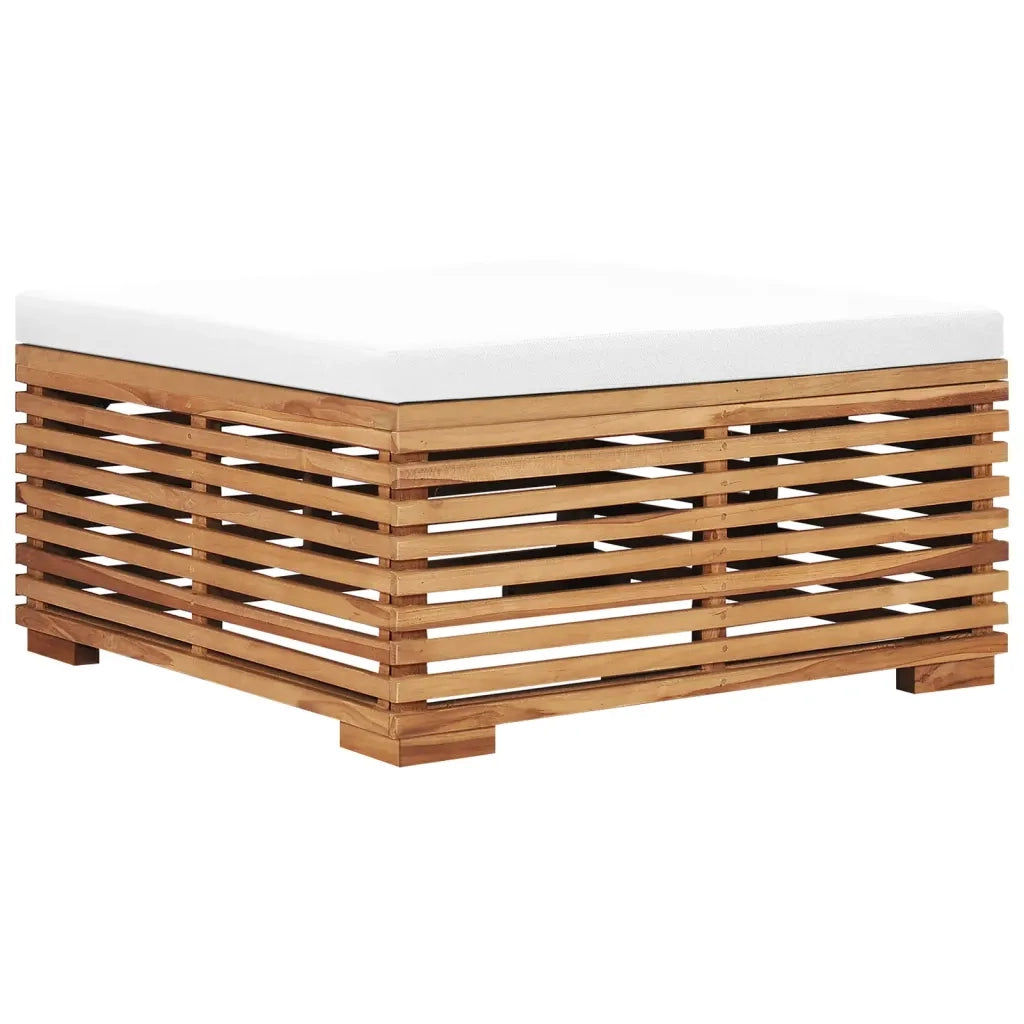 Set Tavolino e Poggiapiedi da Giardino Cuscino Crema in Teak 316041