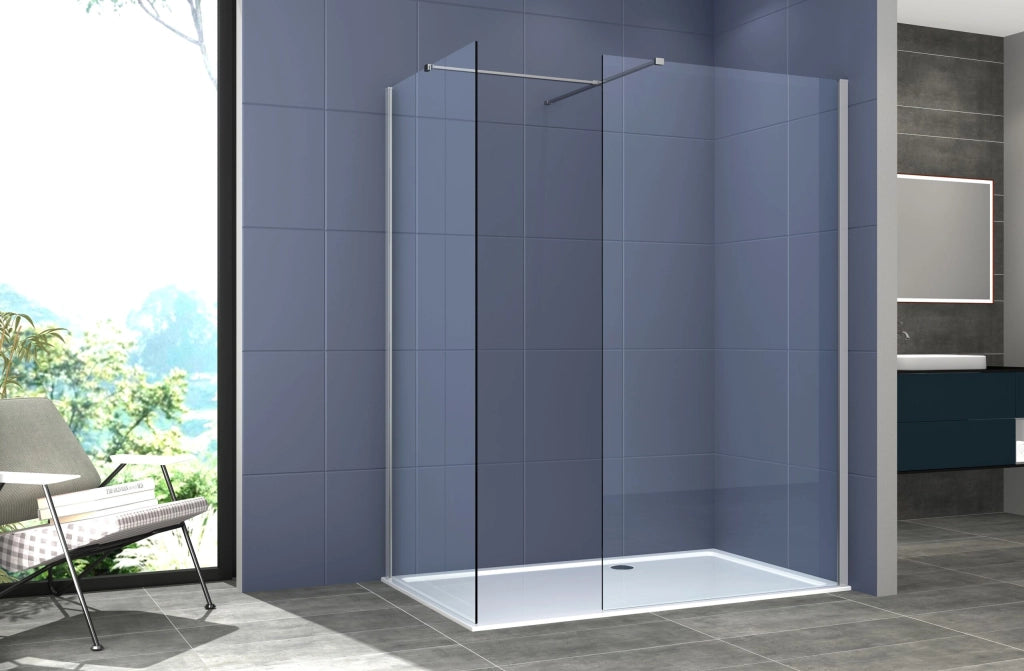 Box Doccia Walkin 100x80 cm installazione doppia profilo SATINATO H200 cm vetro trasparente 8mm LAMPO