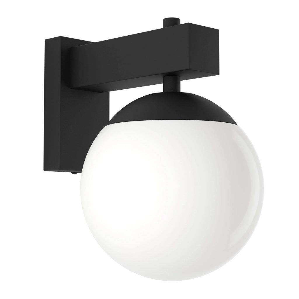 Applique Esterno Contemporanea Bufalata Acciaio Nero Policarbonato Bianco E27