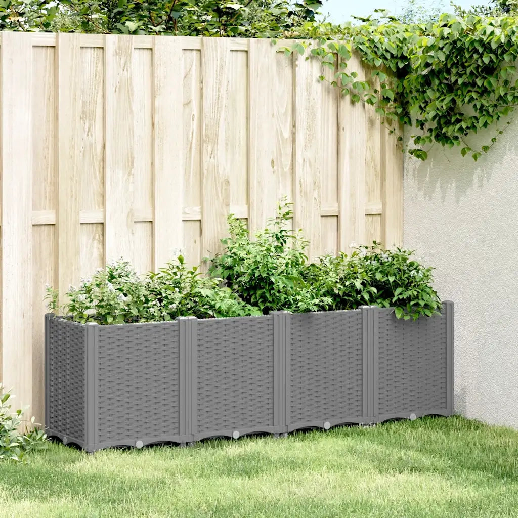 Fioriera | Cassetta per fiori | Vaso da Giardino Grigio Chiaro 160x40x53 cm in PP