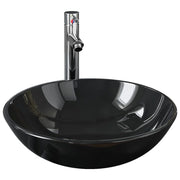 Lavandino da bagno con rubinetto e scarico a pulsante lavabo da appoggio lavabo da bagno lavabo da bagno diametro 42 cm vetro temperato 02_0002858