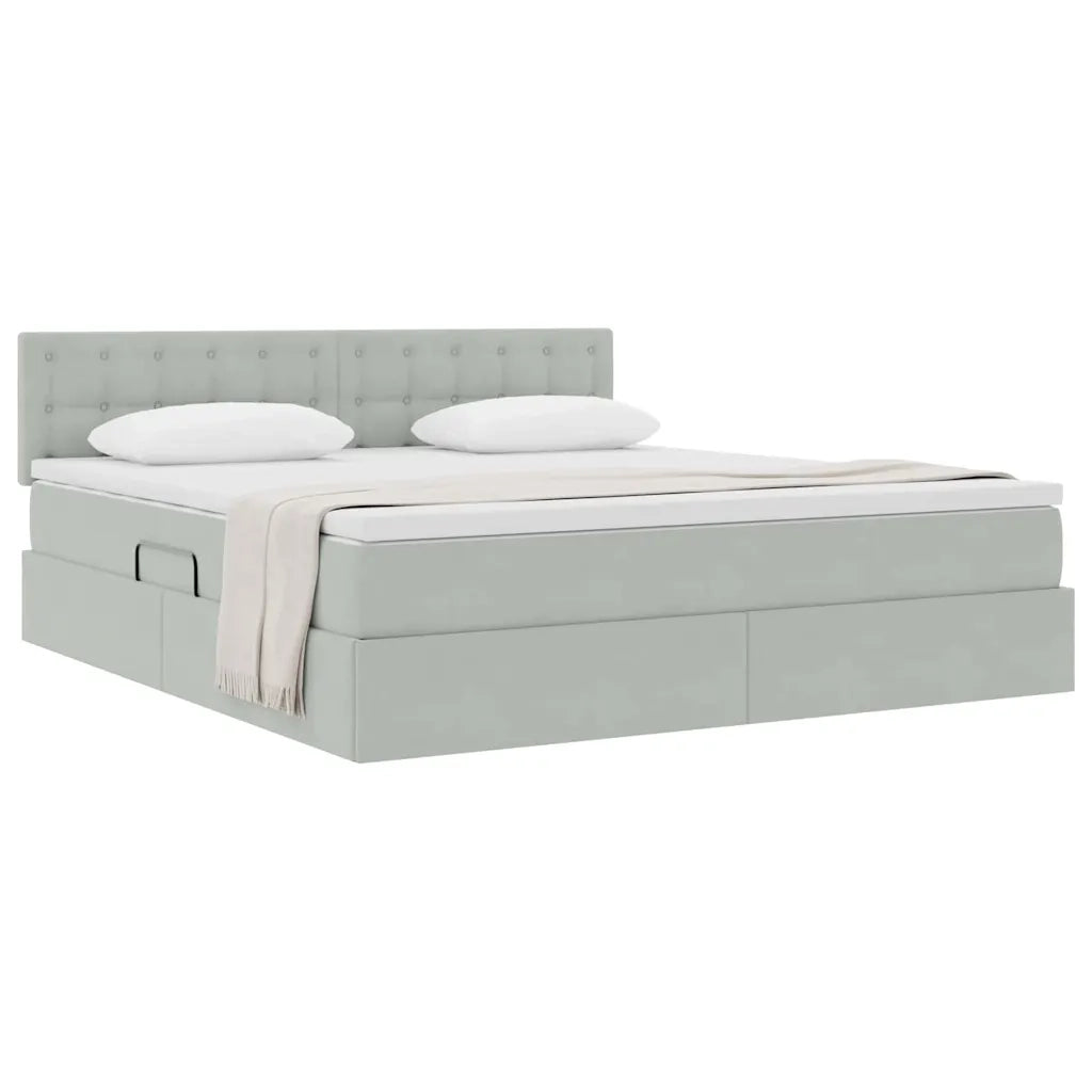 Letto con Contenitore Grigio chiaro 180 x 200 cm Velluto
