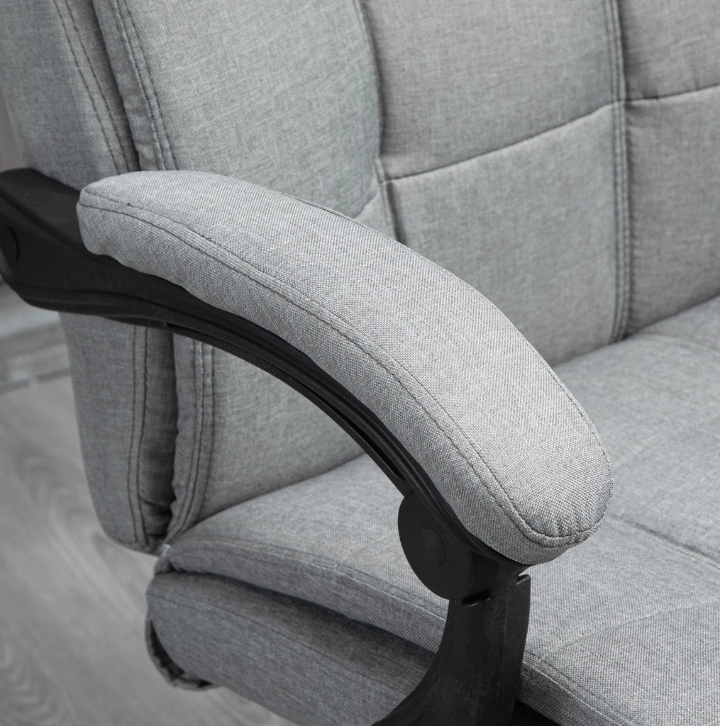 Sedia da ufficio ergonomica grigio chiaro con poggiatesta