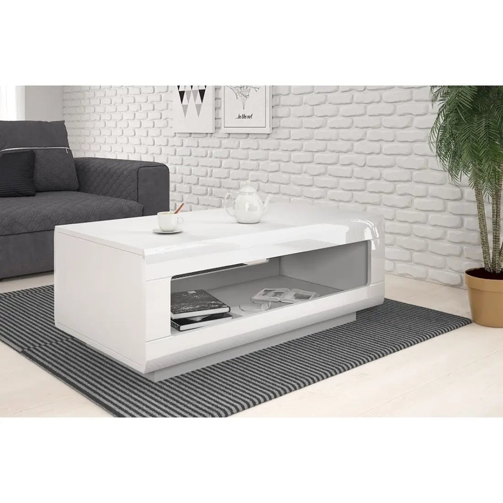 Tavolino BREDA – Bianco lucido – 110x60 cm – Stile design moderno