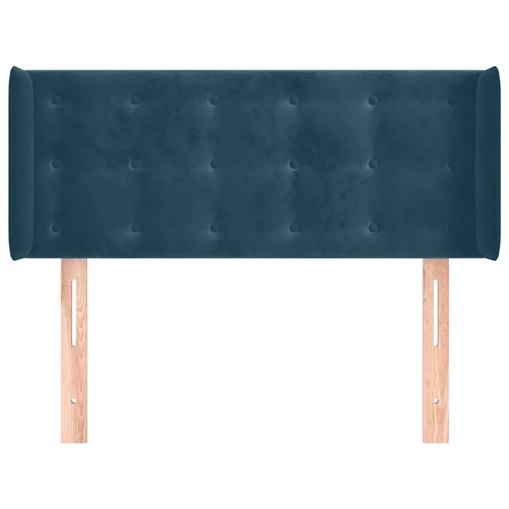 Testiera ad Orecchio-Testata con Orecchie Blu Scuro 83x16x78/88 cm in Velluto 957399