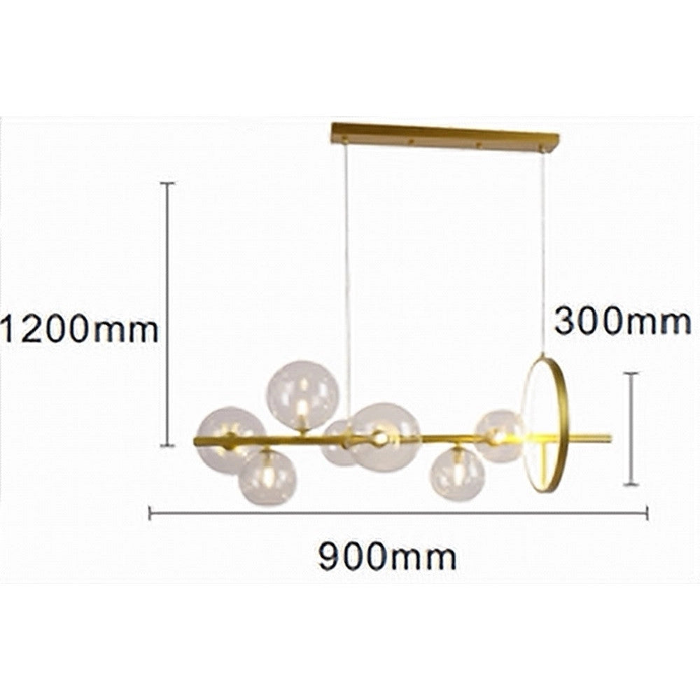Trade Shop - Lampadario Moderno A Sospensione Oro 7 Sfere G9 Bolle In Vetro Con Cerchio 71683 -