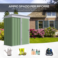 Casetta Box da Giardino 161x95x163/181 cm in Acciaio Verde