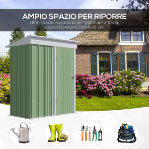 Casetta Box da Giardino 161x95x163/181 cm in Acciaio Verde