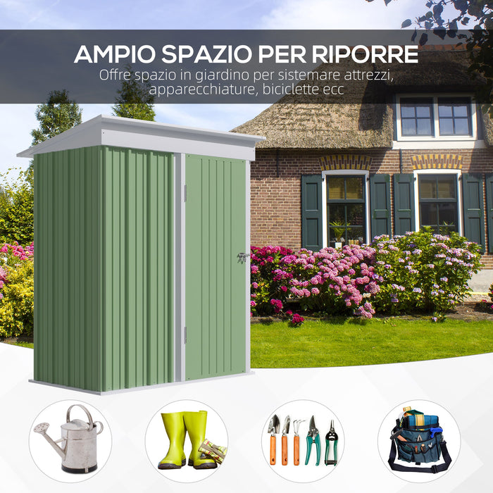 Casetta Box da Giardino 161x95x163/181 cm in Acciaio Verde