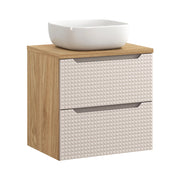 Set mobili bagno 60 cm con piano e lavabo da appoggio Smile Luxor Beige 60 x 1401 x 46 cm