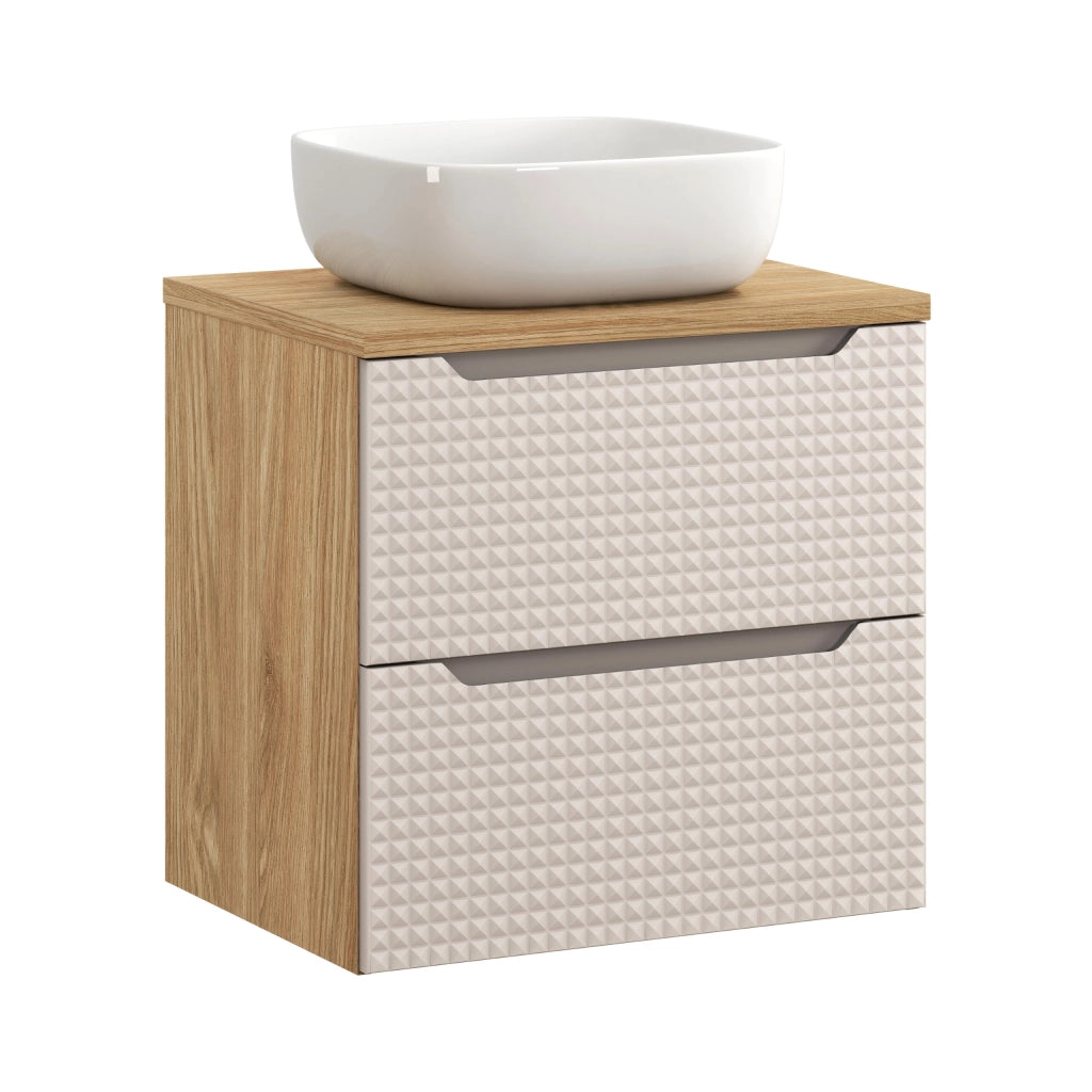 Set mobili bagno 60 cm con piano e lavabo da appoggio Smile Luxor Beige 60 x 1401 x 46 cm