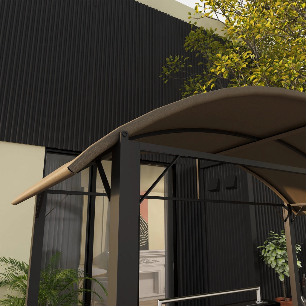 Gazebo da giardino con 2 ripiani laterali e ganci ¨C zephmum ¨C telaio in acciaio, 110x230 cm, colore kaki