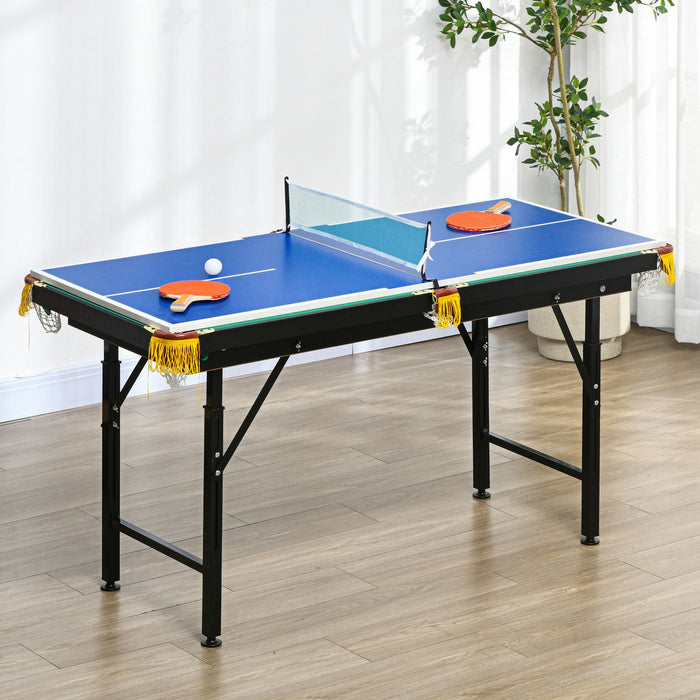 Tavolo Multi Gioco Pieghevole 2 in 1 per Biliardo e Ping Pong 140x63x60-80 cm con Accessori Inclusi