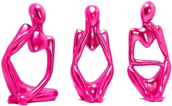 Decorazione moderna per sala da pranzo, 3 pezzi, sculture per decorazione di libreria, sculture per decorazione di tavolo, decorazione per ufficio, decorazione per appartamento, sculture moderne, figure decorative industriali (rosa)