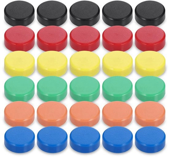 30 pezzi di magneti, magneti per lavagne magnetiche, magneti piccoli con diametro 20 mm, magneti colorati, magneti rotondi, magneti per frigorifero, magneti piccoli forti per lavagne magnetiche, foto, strisce magnetiche, lavagne bianche