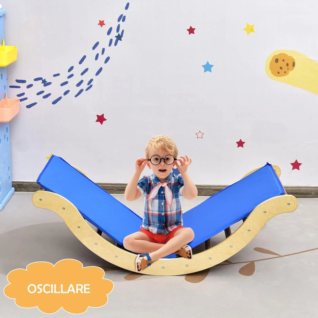 4 in 1 Set da Arrampicata per Bambini, Scala Giochi Arrampicata con Tappetino, Scala a Volta Versatile per Arrampicarsi e Scivolare, Carico 60 kg (Naturale)