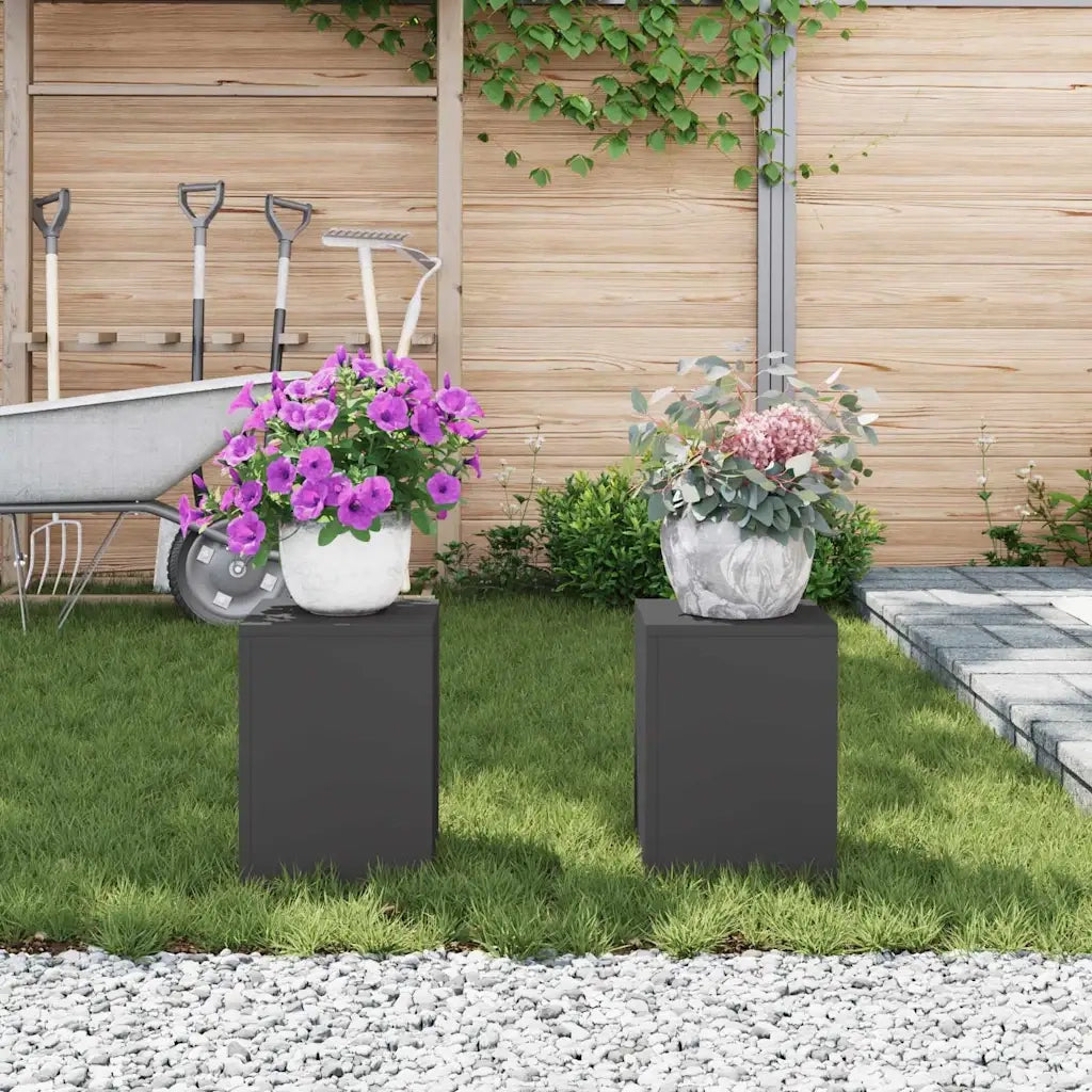 Supporto per piante 2 pcs Nero 24 x 24 x 35 cm Acciaio 865806