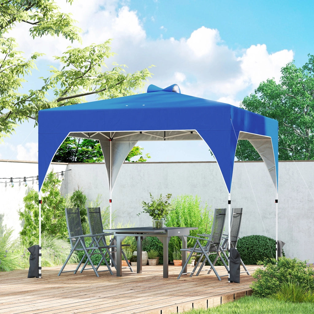 Carpa da Giardino Pieghevole 3x3 m ¨C zephmum ¨C Blu con Blocco Centrale, Altezza Regolabile, Borsa con Ruote