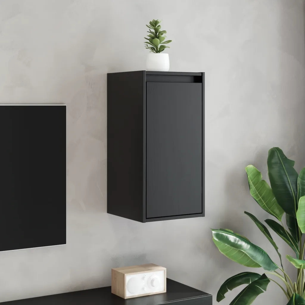 Pensili 2 pz Neri 30x30x60 cm in Legno Massello di Pino 813494