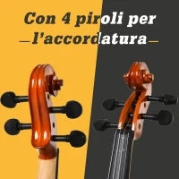 Violino 4/4 per Adulti con Accessori Inclusi (Custodia, Archetto, Corde, Ponticello, Accordatore) 58.5 x 21.5 x 7cm