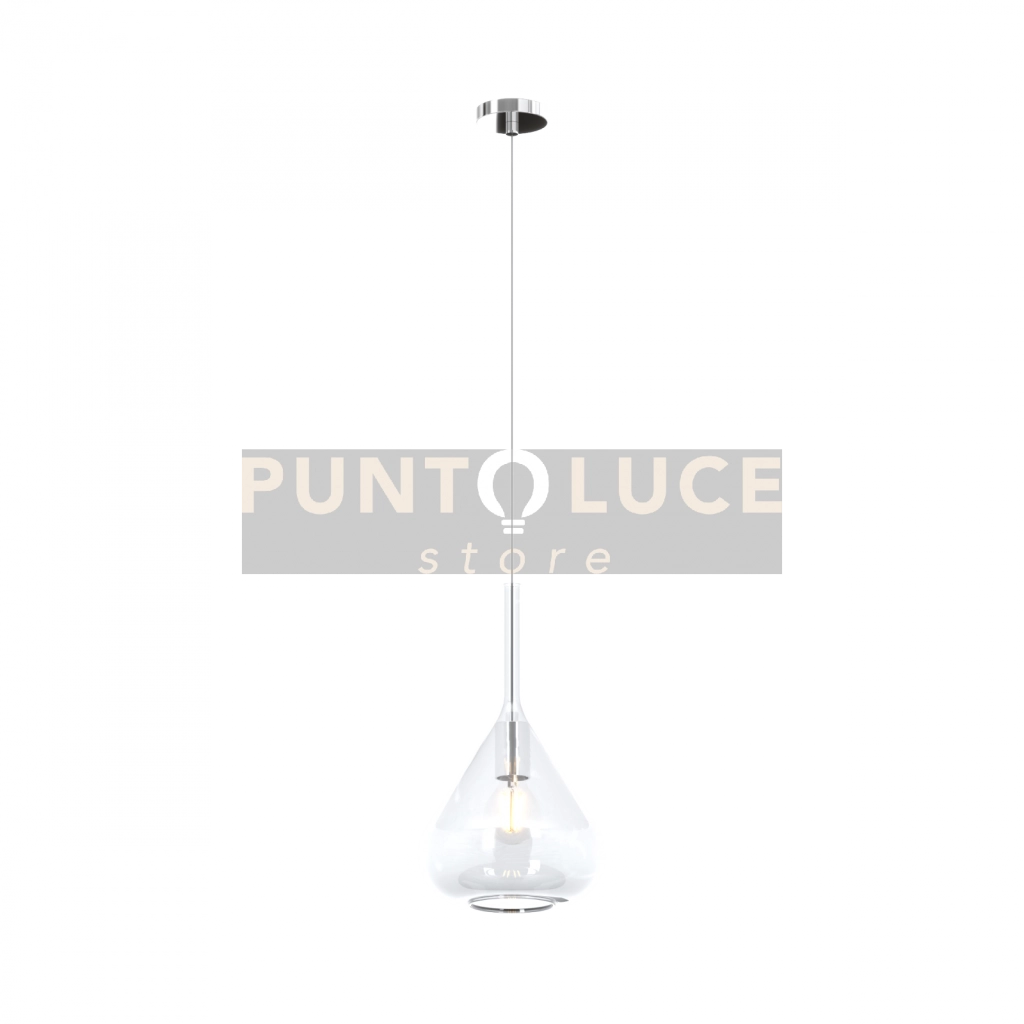 SOSPENSIONE CROMO 1 LUCE VETRO TRASPARENTE 1177CR-S1-TR