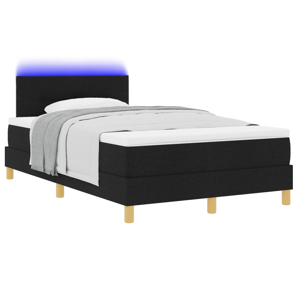Letto con Box Spring e Materasso e LED Nero 120x200 cm Tessuto