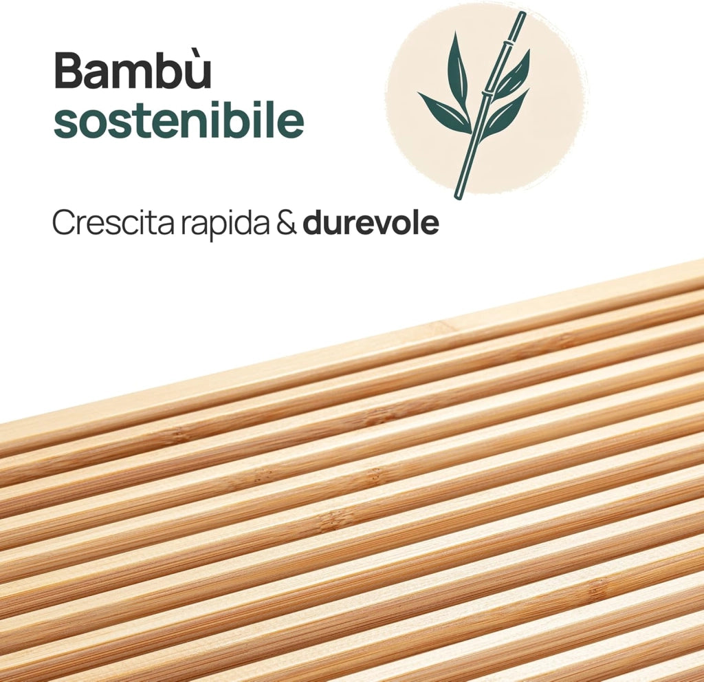 Scarpiera con seduta in bambù – Stretta con 2 ripiani per 6 paia di scarpe – Salvaspazio per corridoio, guardaroba e ingresso – Robusto rack