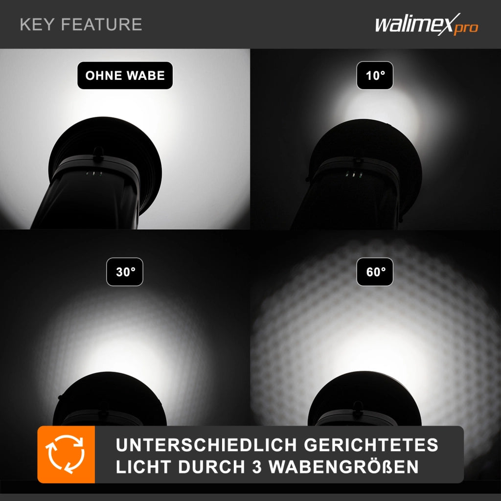set a nido d'ape per riflettori standard - Set di 3 pezzi per luce direzionale