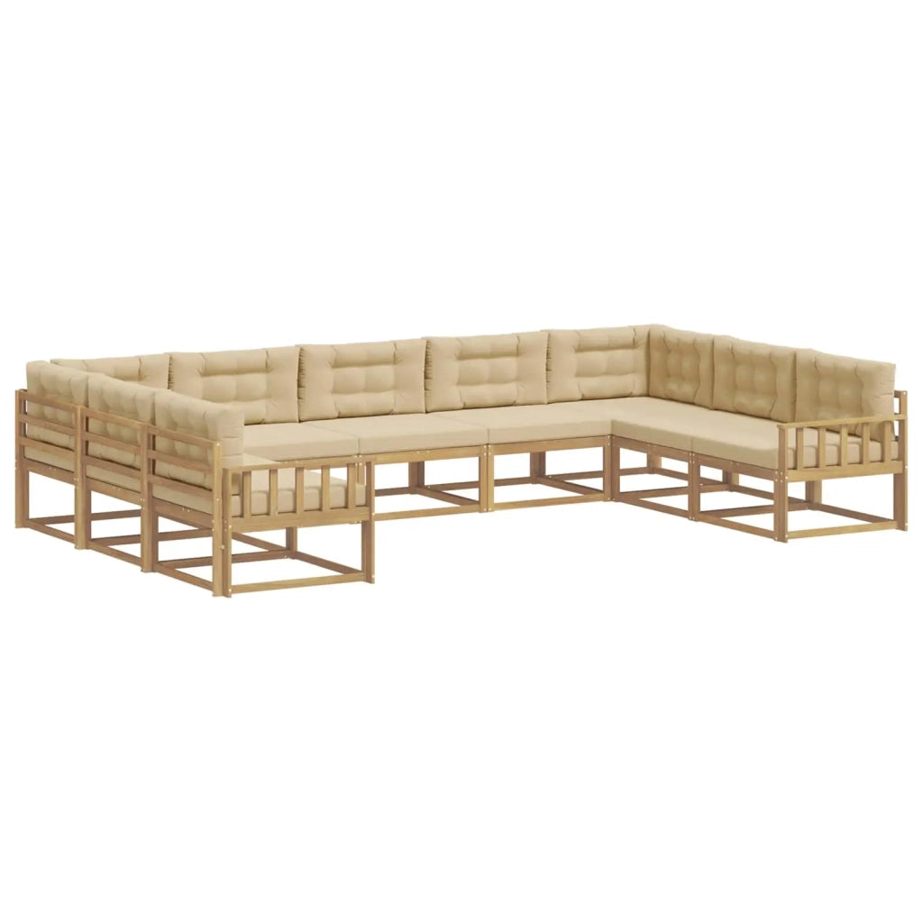 Set di divani da esterno 9 pz Bianco e Beige 3387032