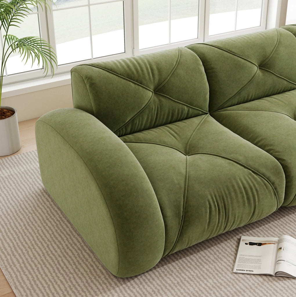 Divano modulare in ciniglia verde 358x171 cm HOMVRA