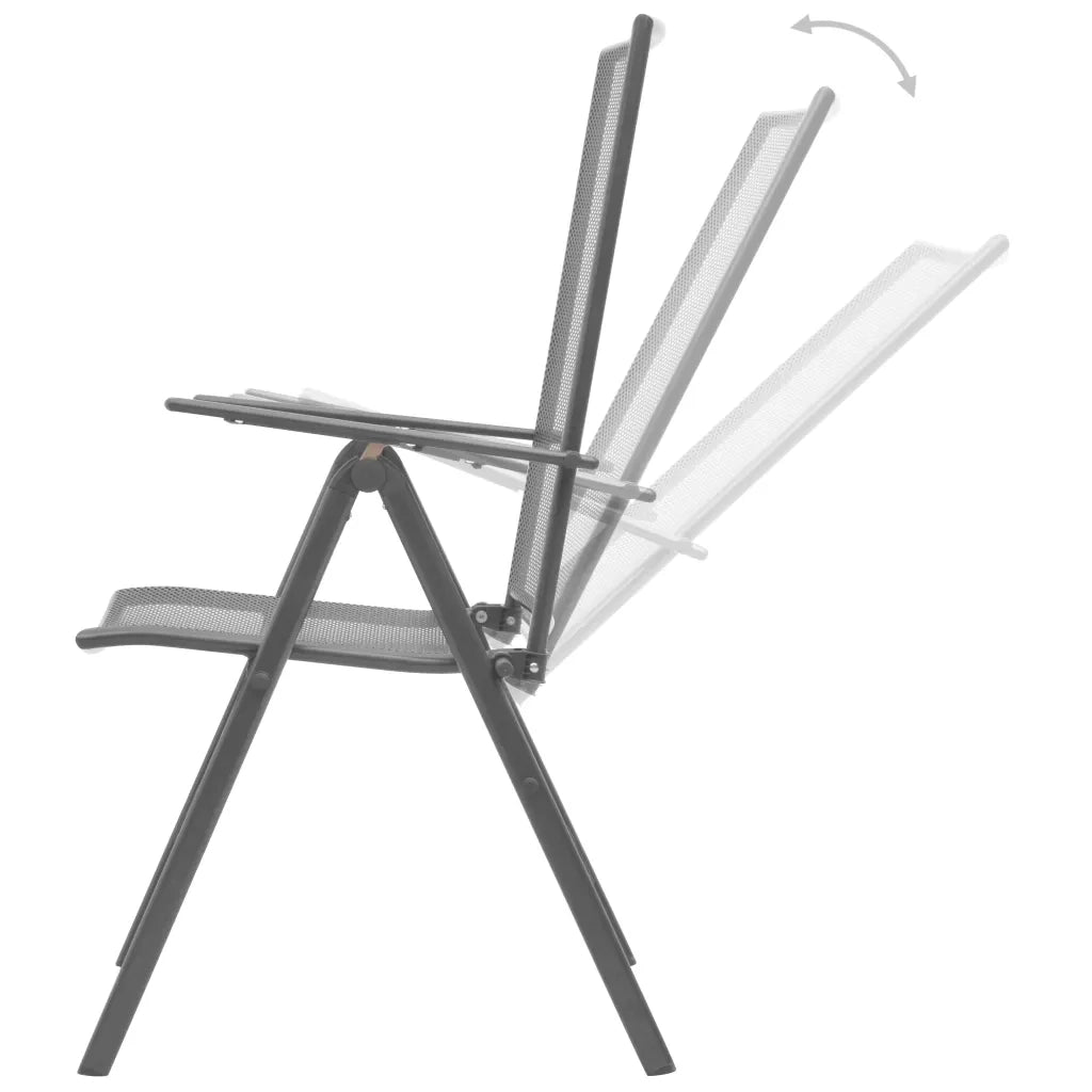 Set Sedie Giardino Reclinabili 3pz Antracite Acciaio Verniciato