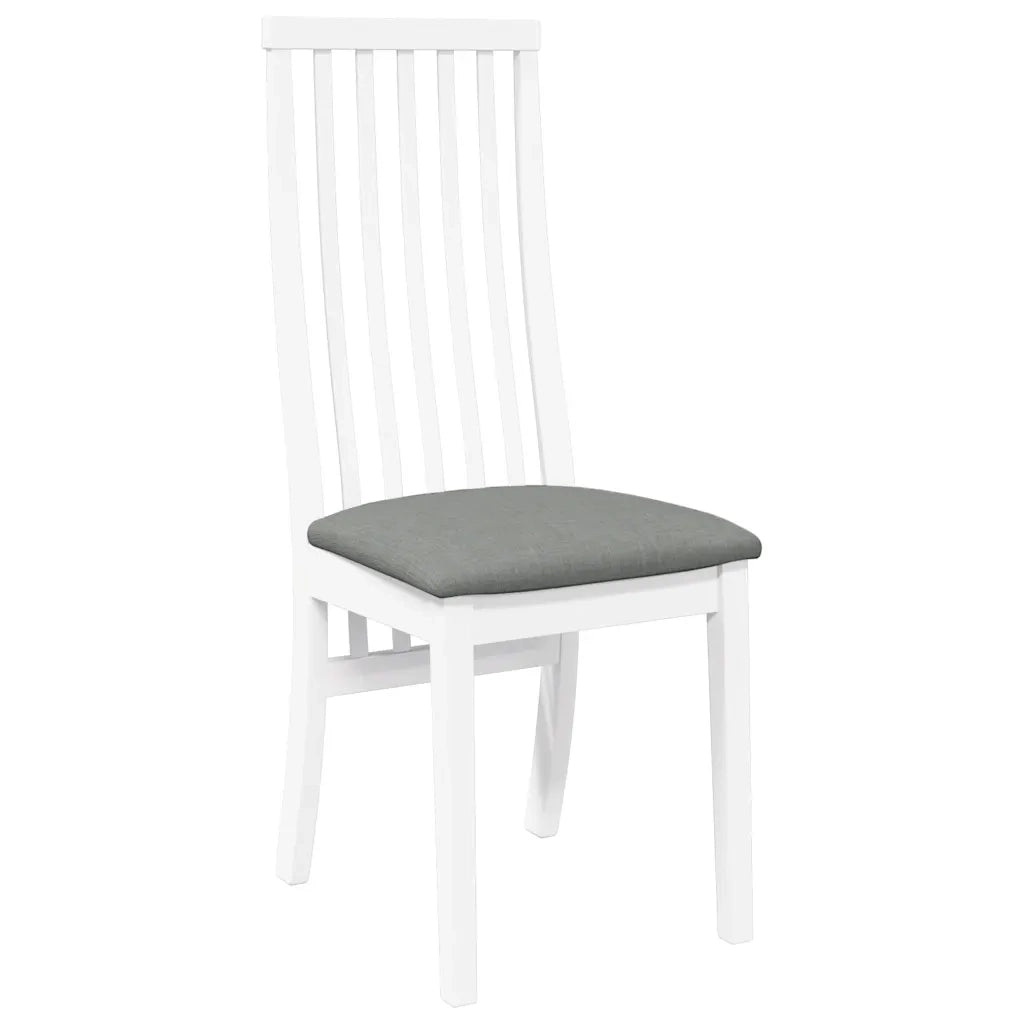 Sedie da Pranzo con Cuscini 2 pz Bianco Legno Massello di Hevea