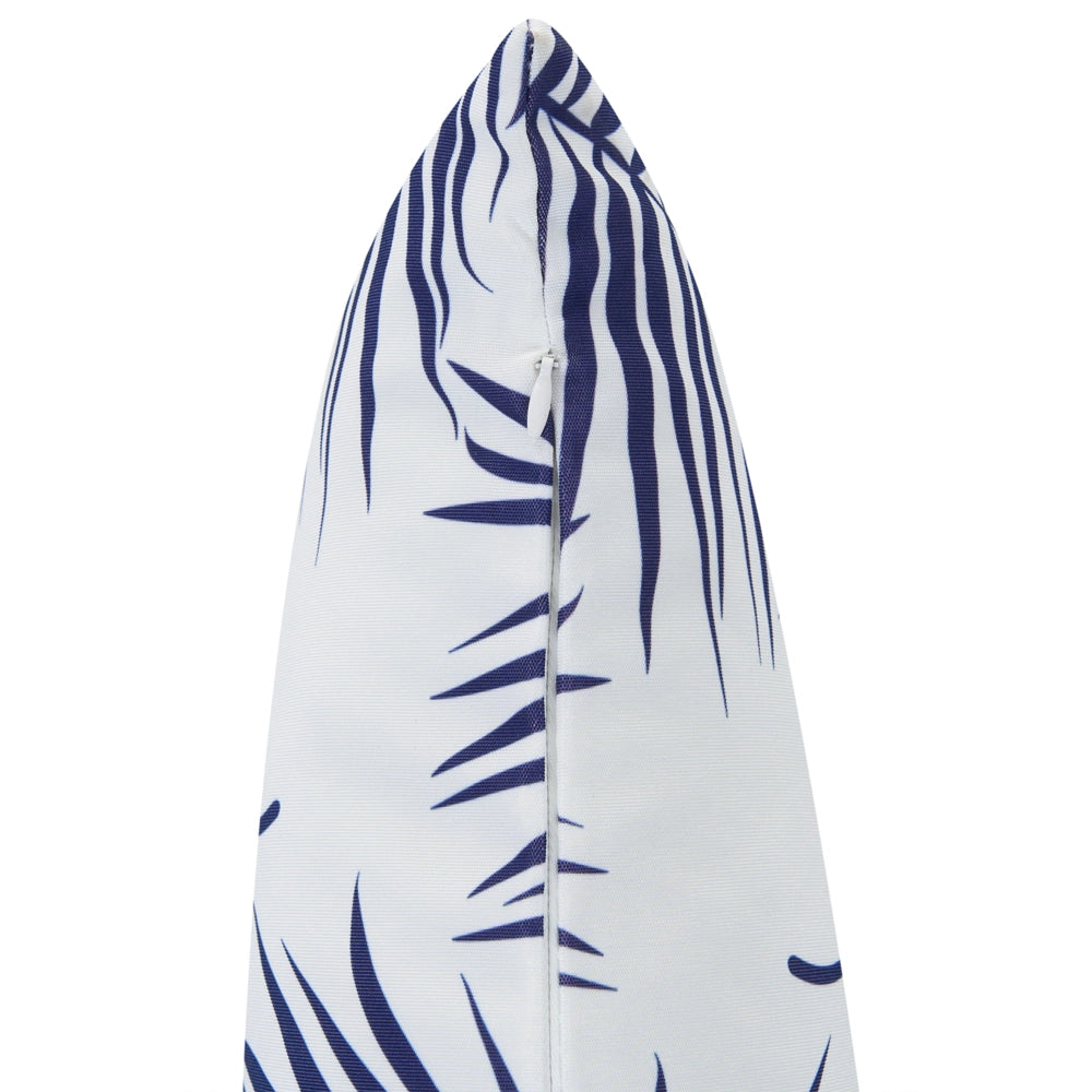 Set di 3 cuscini decorativi da esterno, accessori da giardino, motivo floreale, bianco e blu scuro motivo floreale
