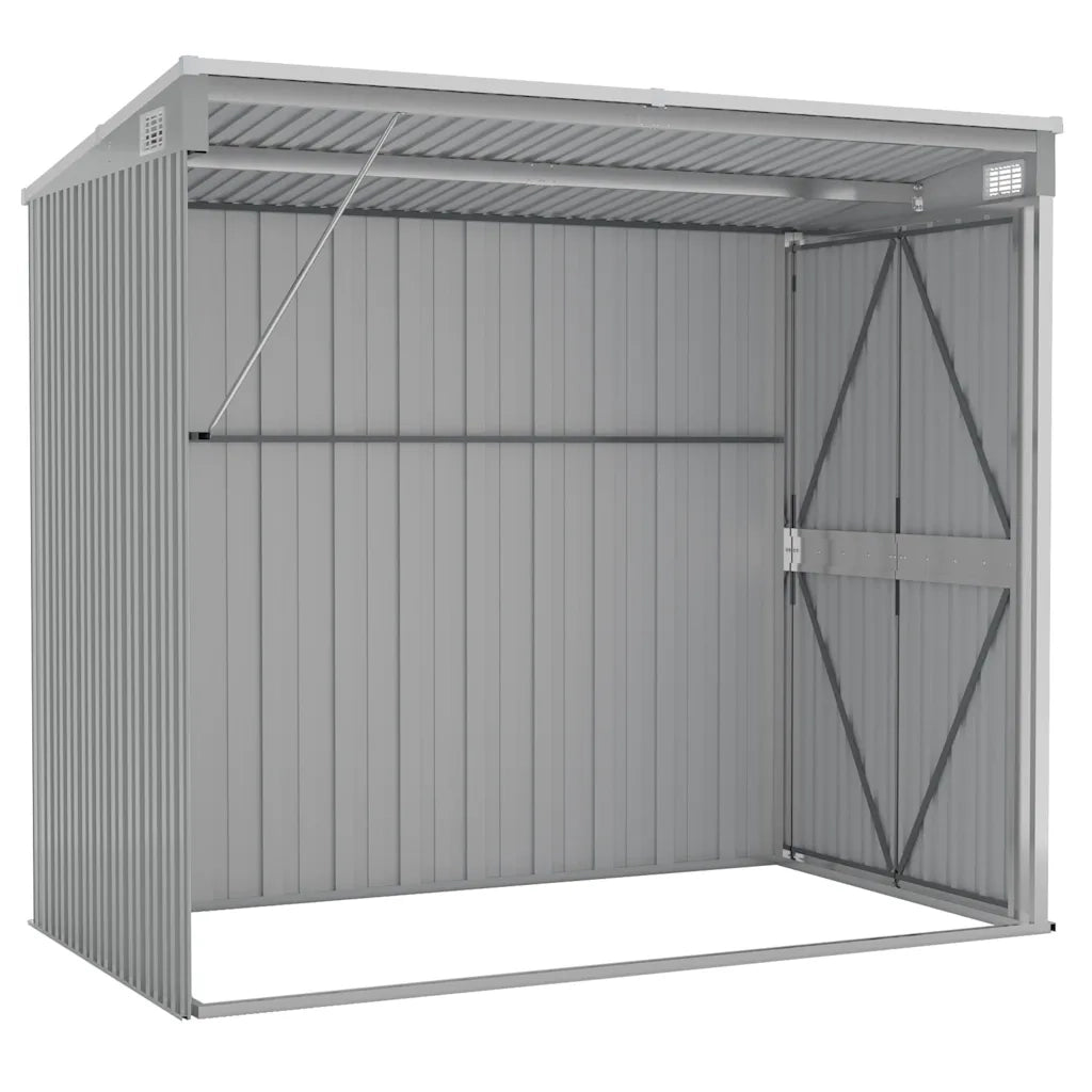 Capanno Giardino a Parete Grigio 118x194x178 cm Acciaio Zincato
