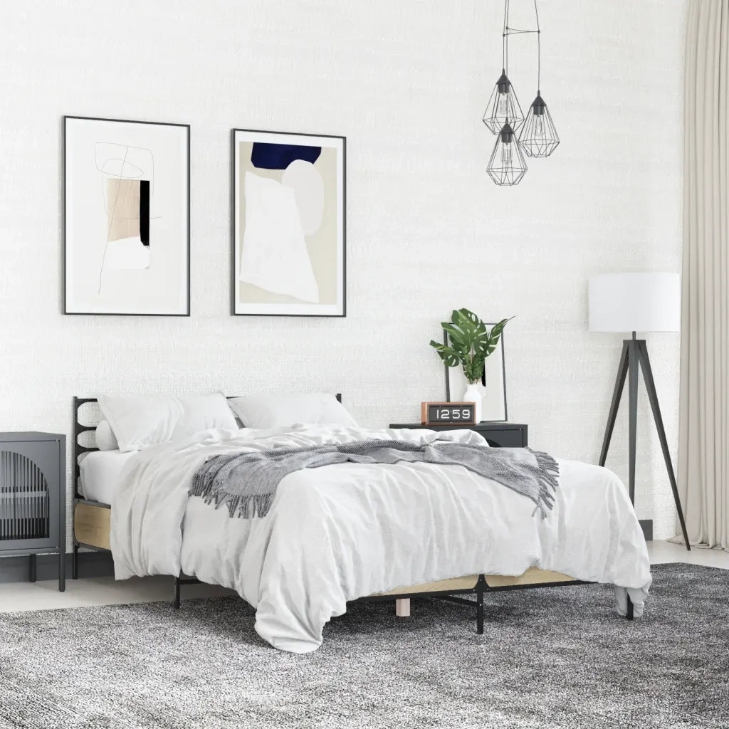 Giroletto-Struttura Letto Rovere Sonoma 140x200 cm in Legno Multistrato Metallo 600629
