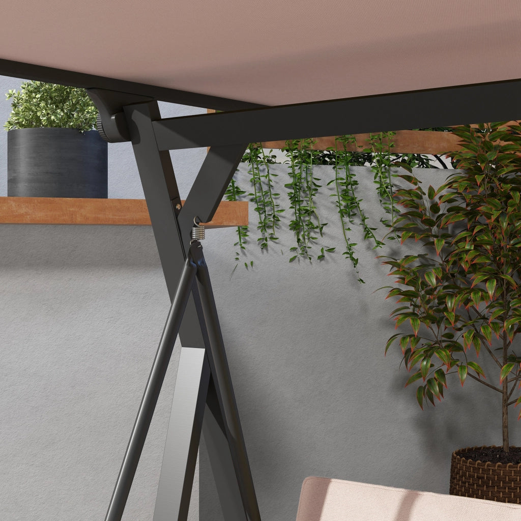 altalena da giardino Hollywood Swing a 3 posti con chioma solare impermeabile beige + nero