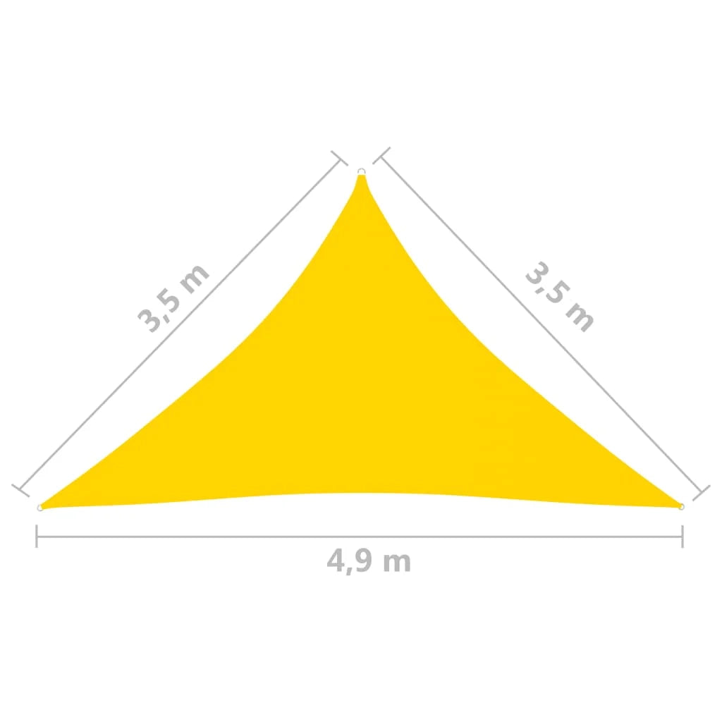 Vela ombreggiante triangolare in tessuto Oxford 3,5 x 3,5 x 4,9 m giallo 02_0009807