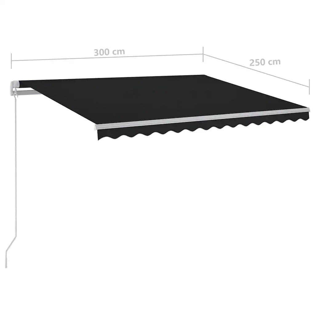 Tenda da Sole Retrattile Manuale con LED 300x250 cm Antracite cod mxl 43689
