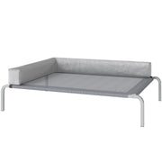 Cuccia da esterno, cuccia rialzata per cani di taglia media, con cuscino a L, 110x75x30 cm, grigio chiaro.