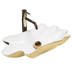 Lavabo Da Appoggio Rea Sea White Gold + Tappo Click-clack