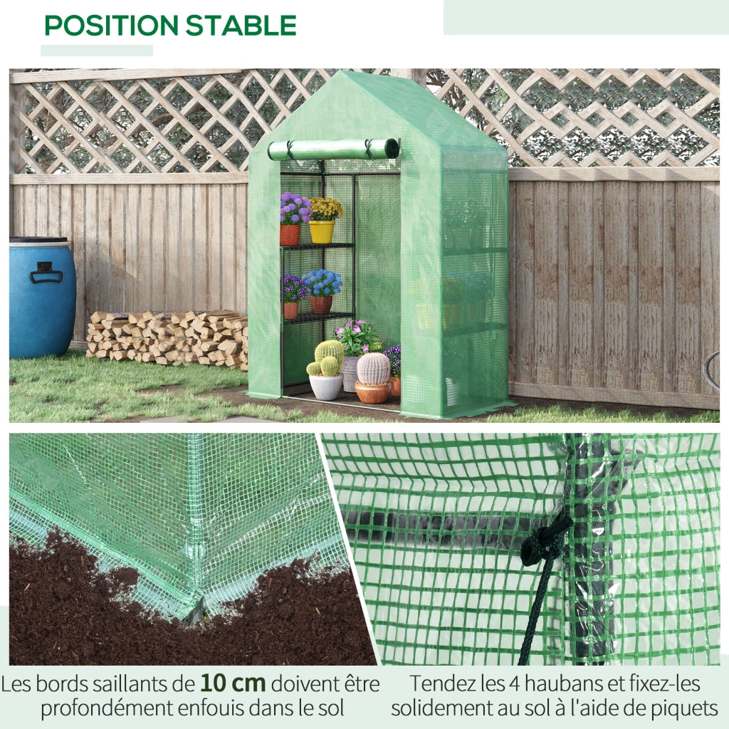Serra da giardino con ripiani 3 livelli ¨C zephmum ¨C verde 141x72x191 cm