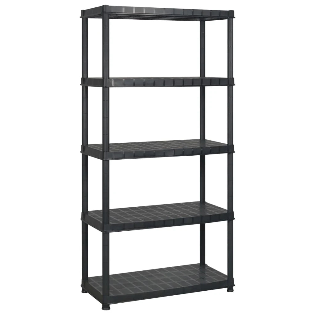 Scaffale portaoggetti a 5 ripiani 366 x 45,7 x 185 cm Plastica nera 02_0045706